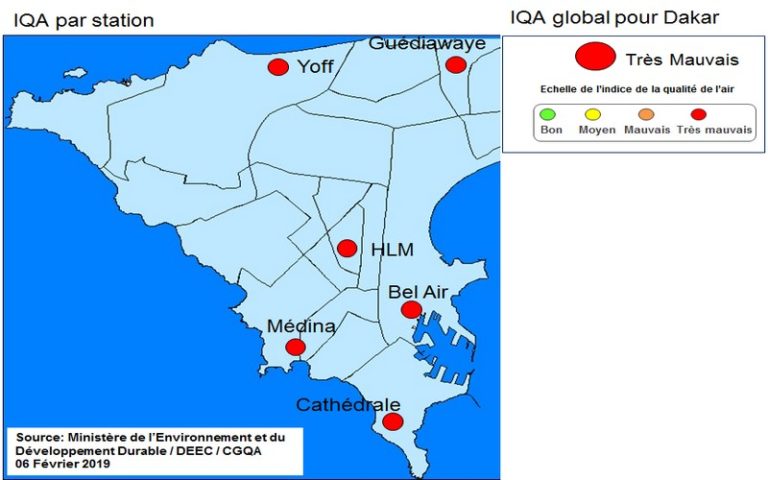 Une alerte rouge à la pollution de l’air à Dakar (Sénégal) ce 6 février 2019