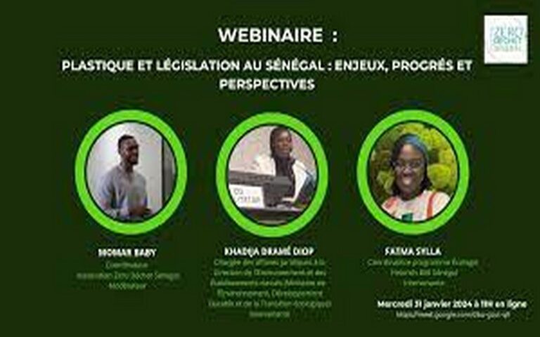 L’association « Zéro Déchet Sénégal » organise un webinaire autour du thème « Plastique et législation au Sénégal »